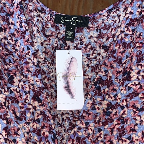 Jessica Simpson plus size floral wrap top - Picture 2 of 8